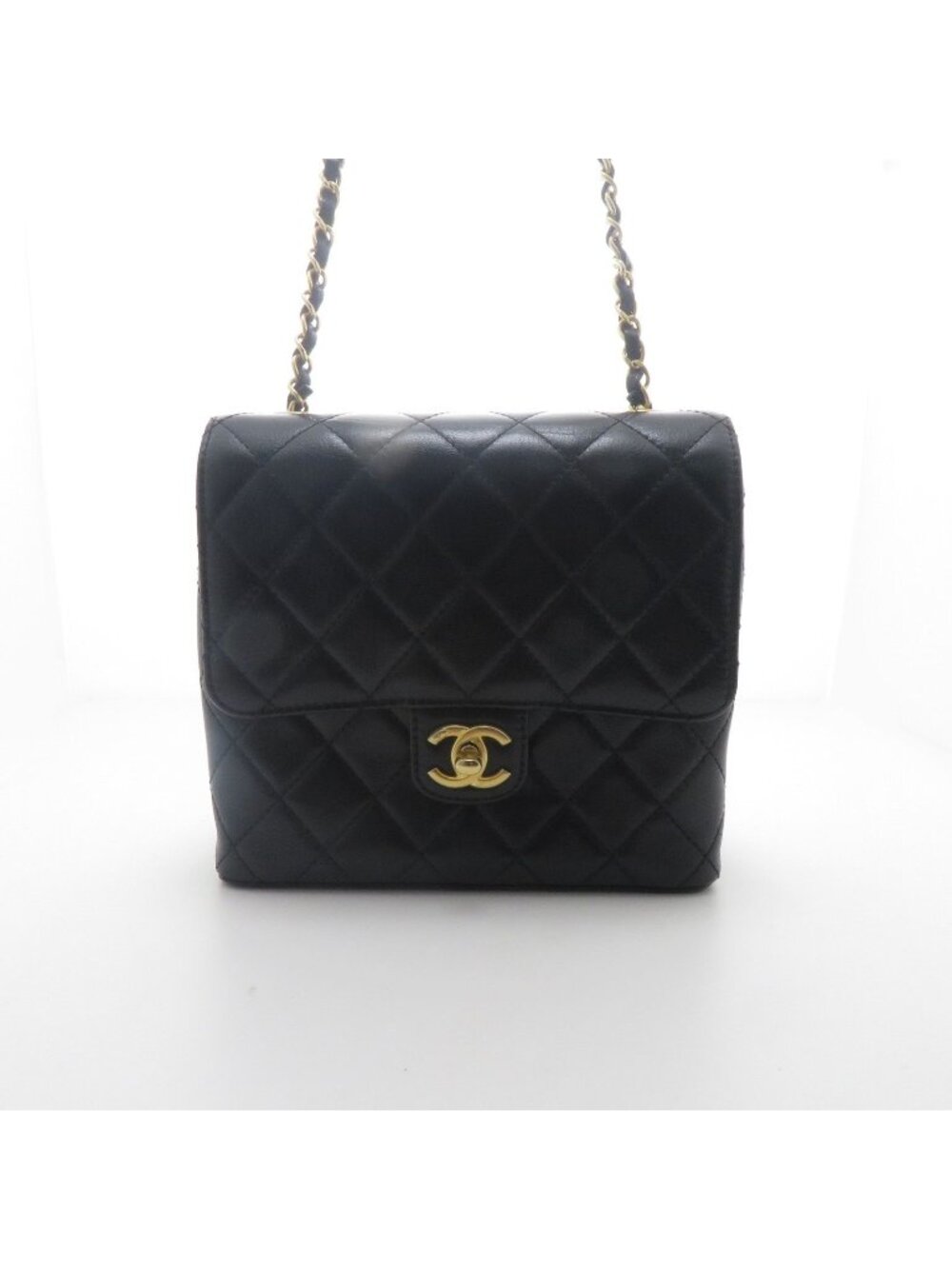 Chanel Quilted Mini Flap Chain Shoulder Black Leather Bag